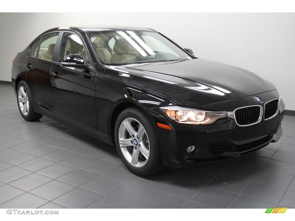 2013 3 Series 328i Sedan - Jet Black / Venetian Beige photo #1