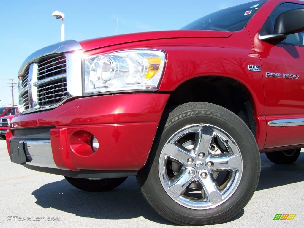 2007 Ram 1500 Laramie Quad Cab 4x4 - Inferno Red Crystal Pearl / Medium Slate Gray photo #2