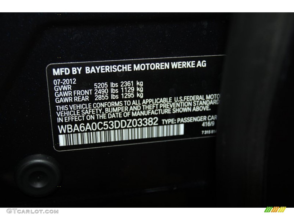 2013 6 Series Color Code 416 for Carbon Black Metallic Photo #71092402