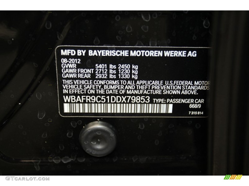 2013 5 Series Color Code 668 for Jet Black Photo #71092921
