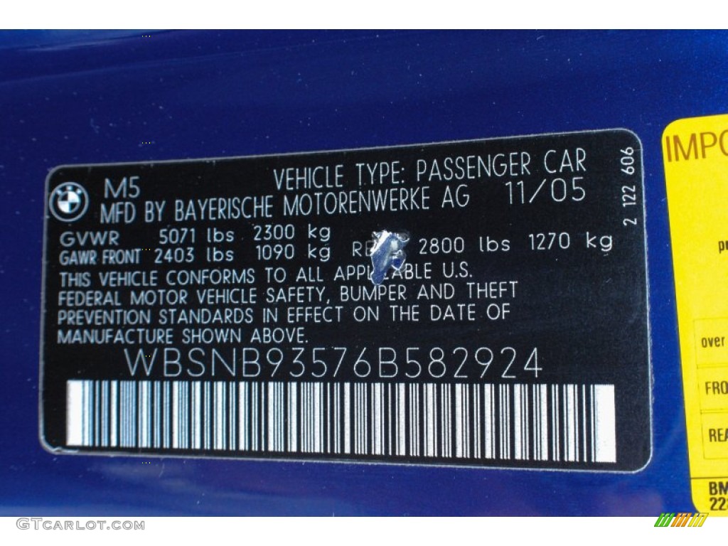 2006 M5  - Interlagos Blue Metallic / Black photo #17