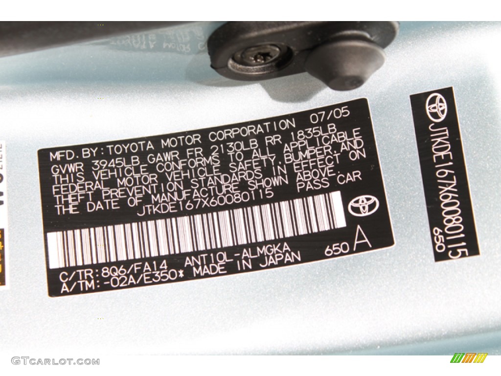 2006 tC Color Code 8Q6 for Azure Pearl Photo #71099203
