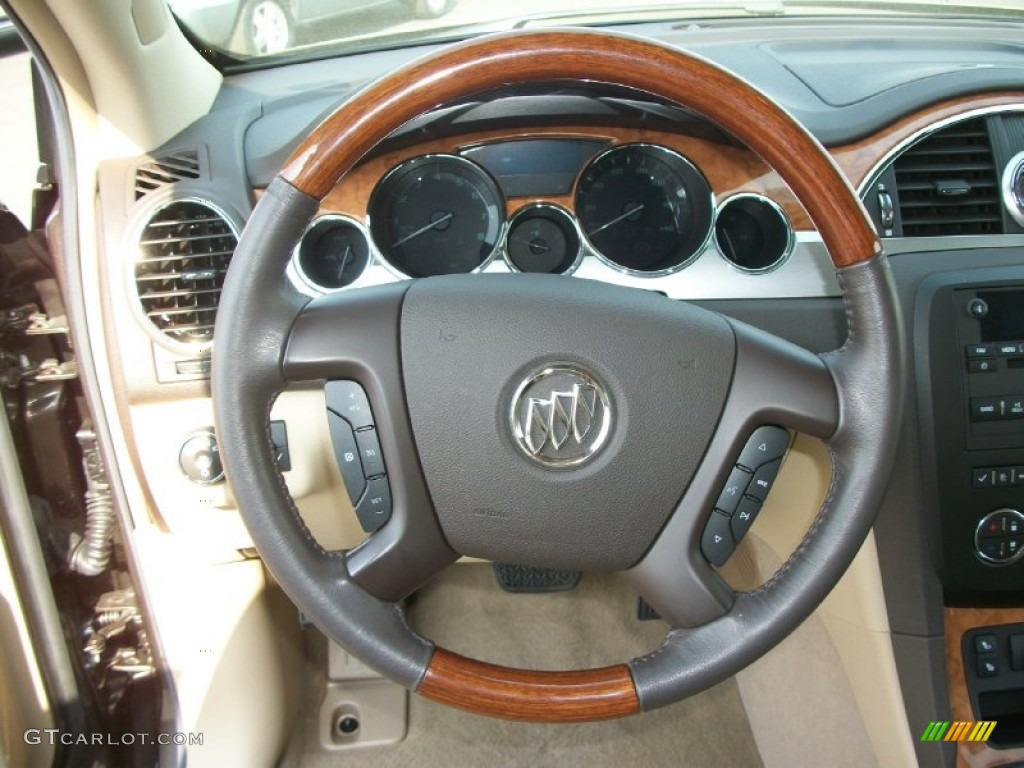 2008 Buick Enclave CXL Cashmere/Cocoa Steering Wheel Photo #71099249