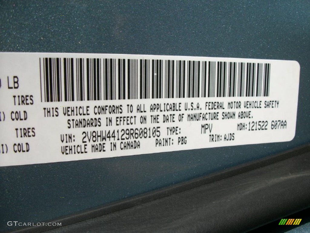 2009 Volkswagen Routan S Color Code Photos