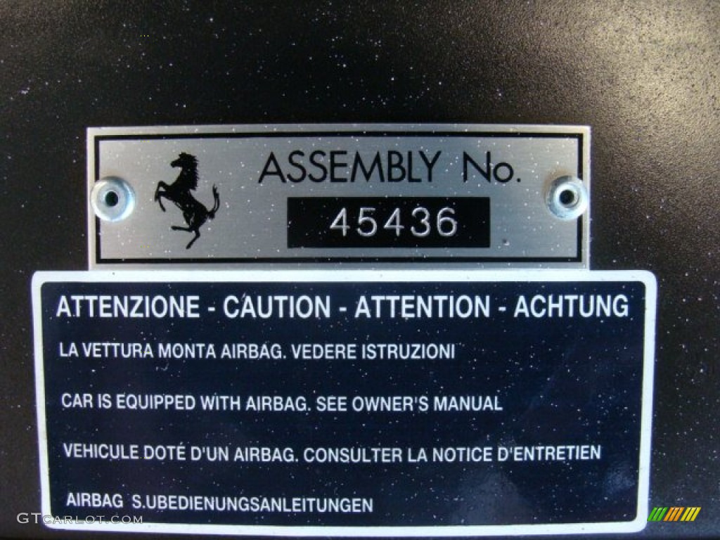 2002 Ferrari 575M Maranello F1 Info Tag Photo #71100992