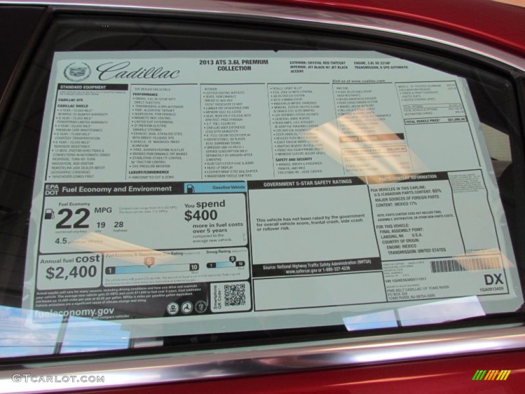 2013 Cadillac ATS 3.6L Premium Window Sticker Photo #71101903