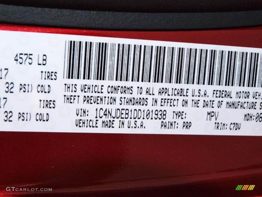 2013 Compass Color Code PRP for Deep Cherry Red Crystal Pearl Photo #71104789
