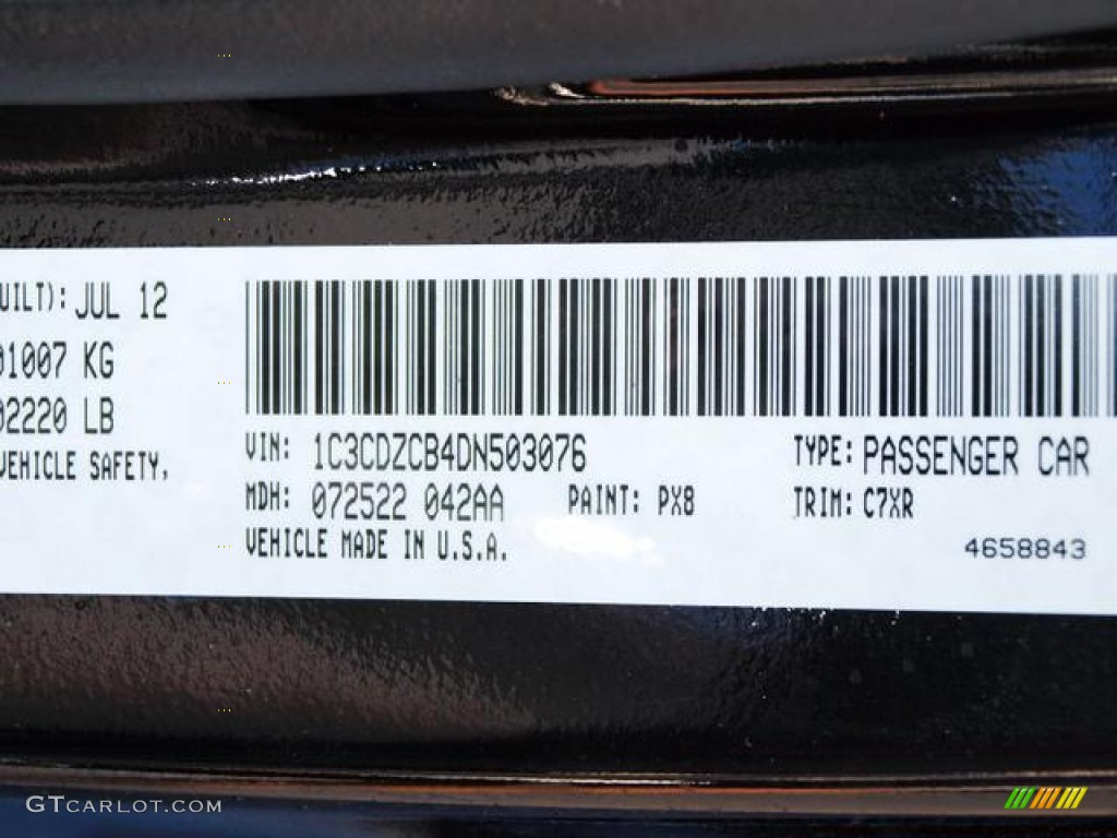 2013 Avenger Color Code PX8 for Black Photo #71105170
