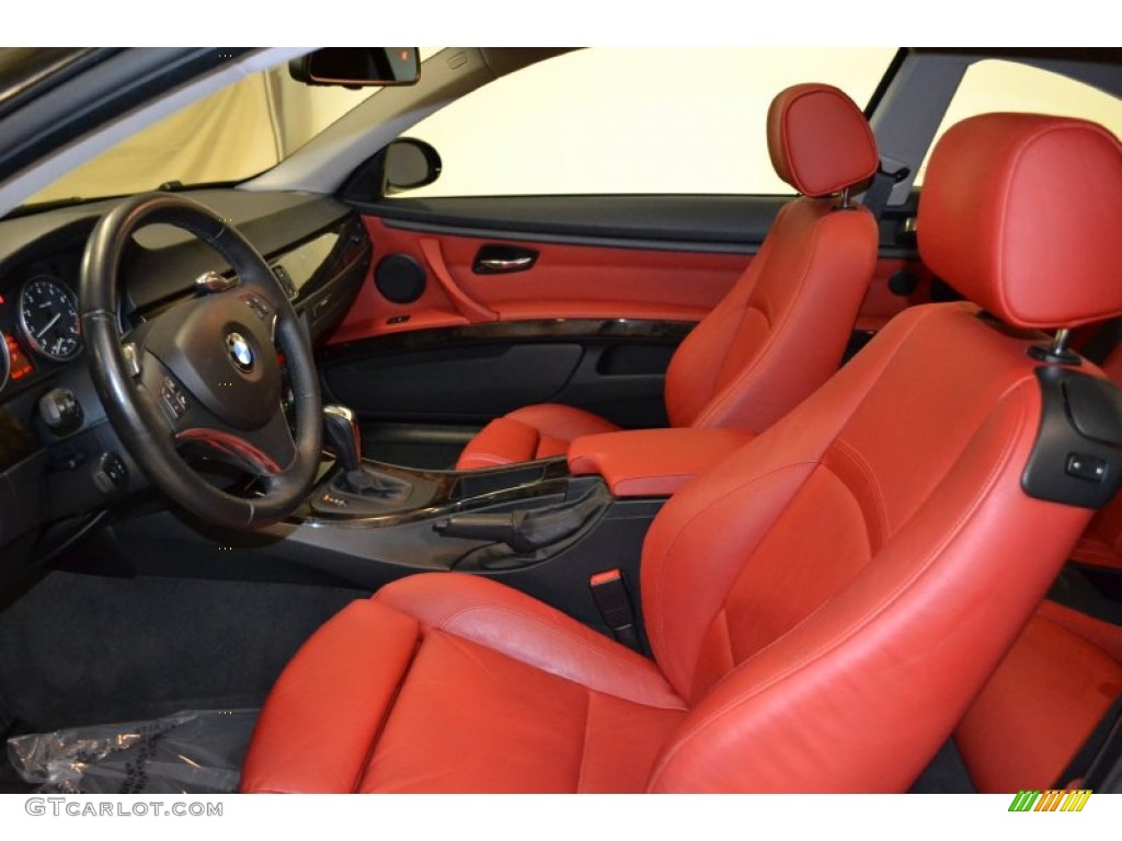 2009 3 Series 335i Coupe - Jet Black / Coral Red/Black Dakota Leather photo #11