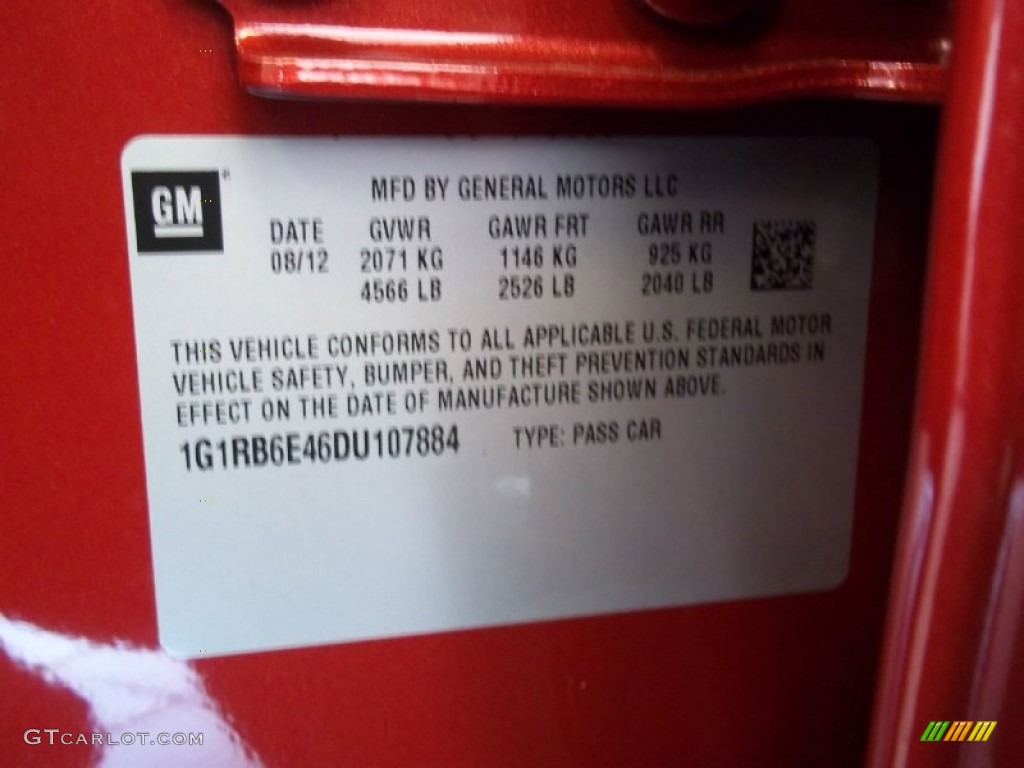 2013 Chevrolet Volt Standard Volt Model Info Tag Photo #71124673