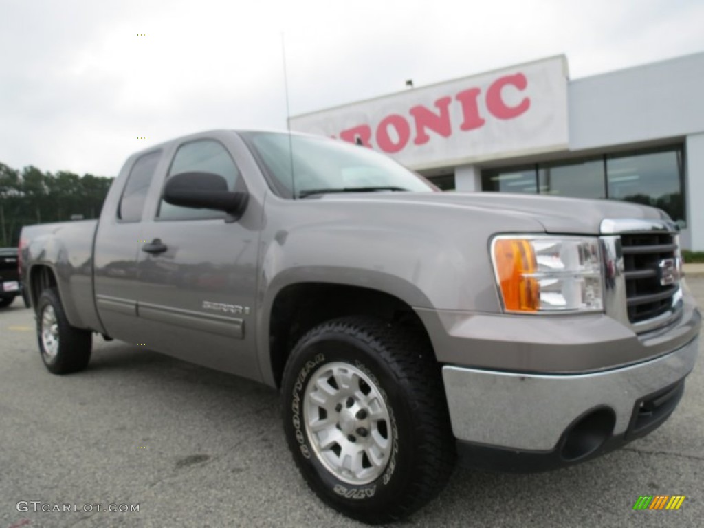 2008 Sierra 1500 SLE Extended Cab 4x4 - Steel Gray Metallic / Ebony photo #1