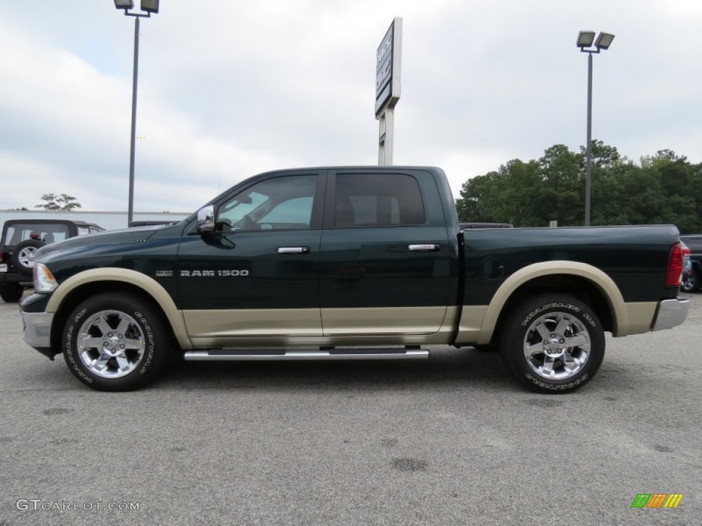2011 Ram 1500 Laramie Crew Cab - Hunter Green Pearl / Light Pebble Beige/Bark Brown photo #4
