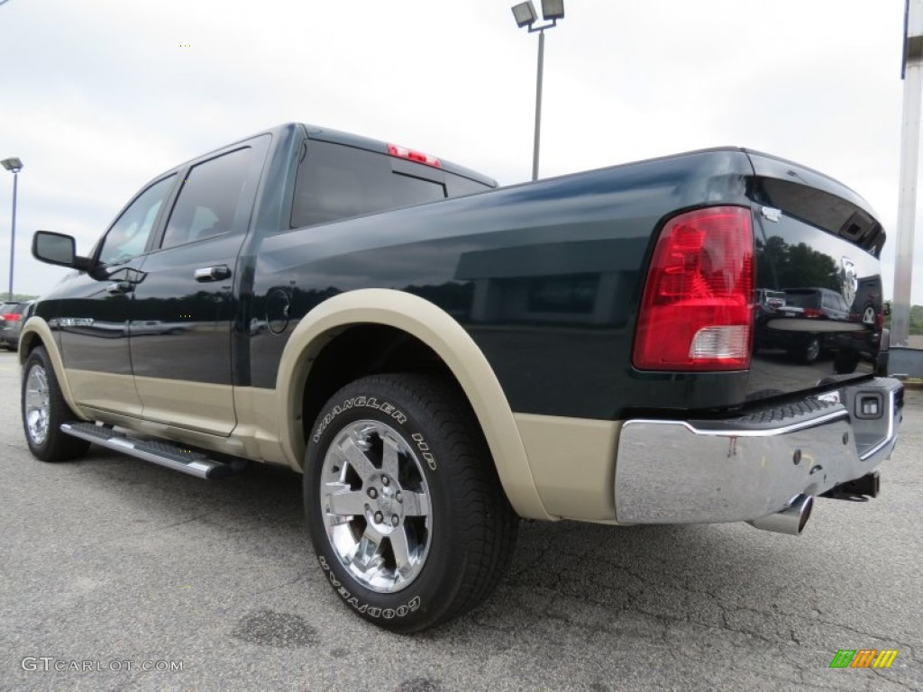 2011 Ram 1500 Laramie Crew Cab - Hunter Green Pearl / Light Pebble Beige/Bark Brown photo #5