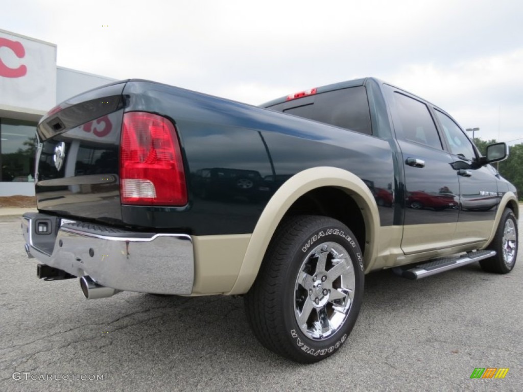 2011 Ram 1500 Laramie Crew Cab - Hunter Green Pearl / Light Pebble Beige/Bark Brown photo #7