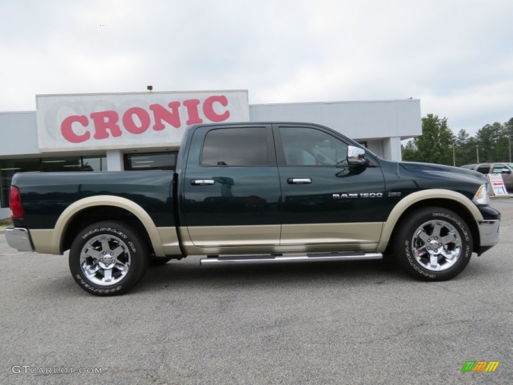 2011 Ram 1500 Laramie Crew Cab - Hunter Green Pearl / Light Pebble Beige/Bark Brown photo #8