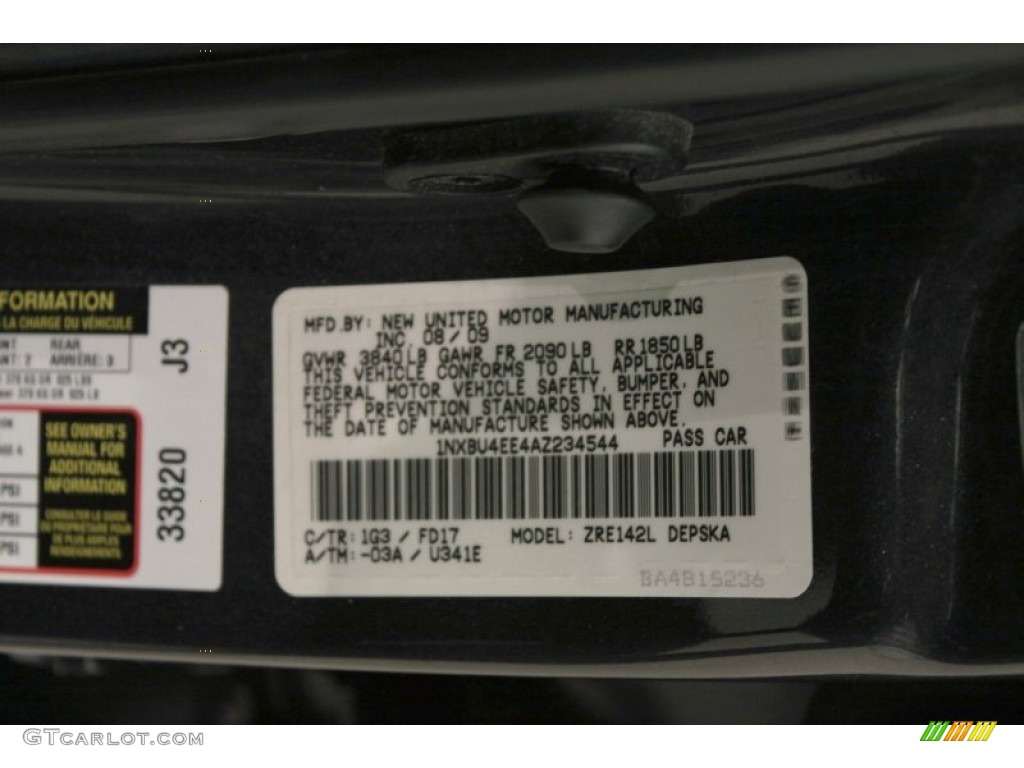2010 Corolla Color Code 1G3 for Magnetic Gray Metallic Photo #71127920