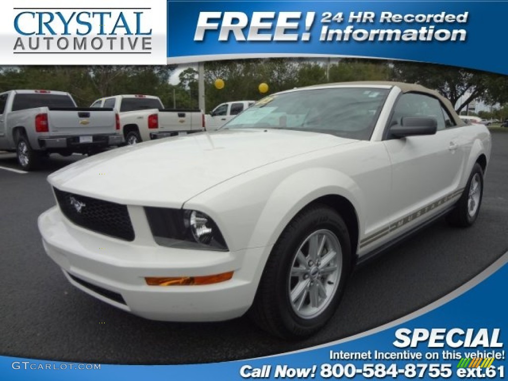 2005 Mustang V6 Deluxe Convertible - Performance White / Medium Parchment photo #1