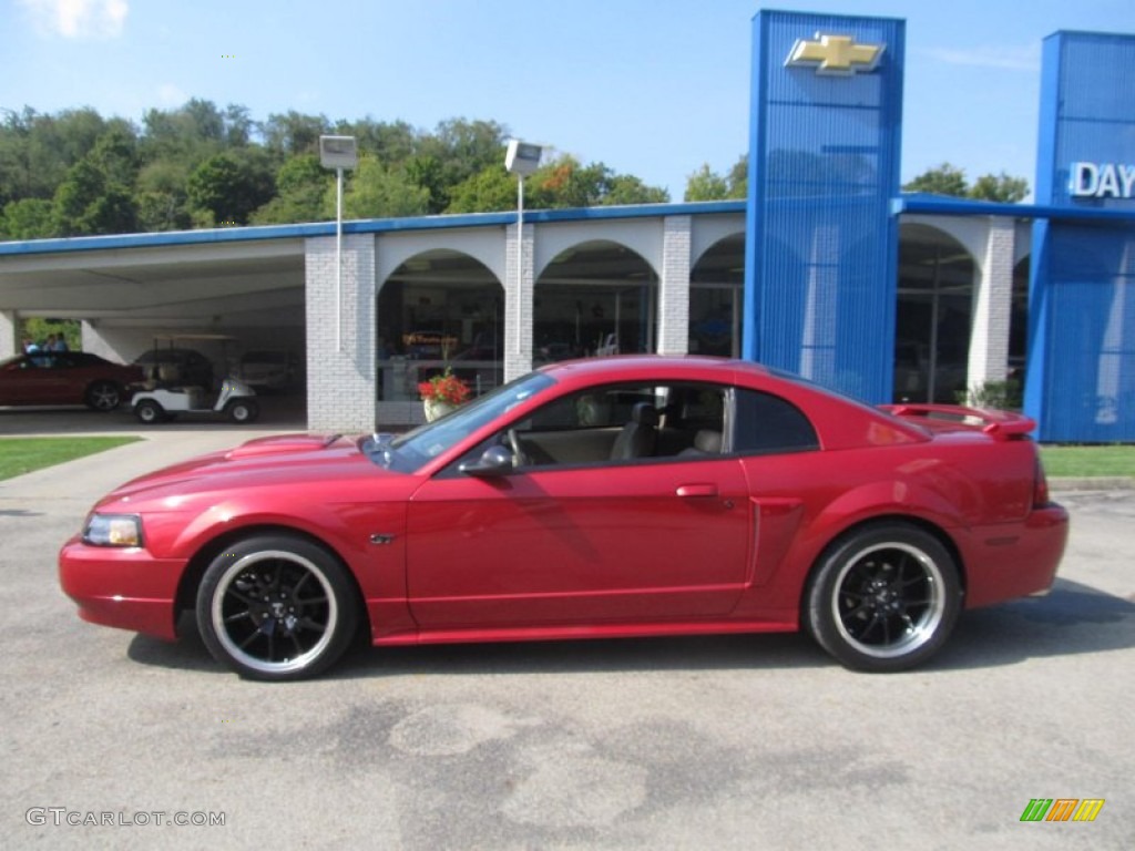 2001 Mustang GT Coupe - Laser Red Metallic / Medium Parchment photo #2