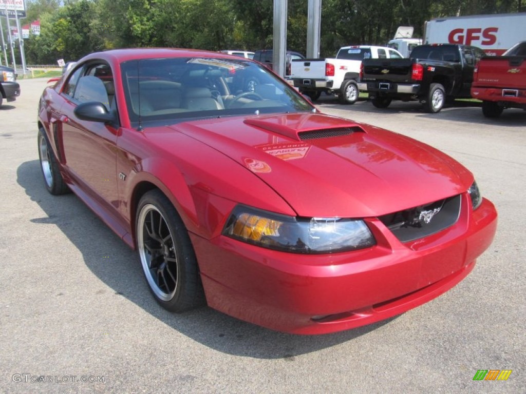 2001 Mustang GT Coupe - Laser Red Metallic / Medium Parchment photo #8