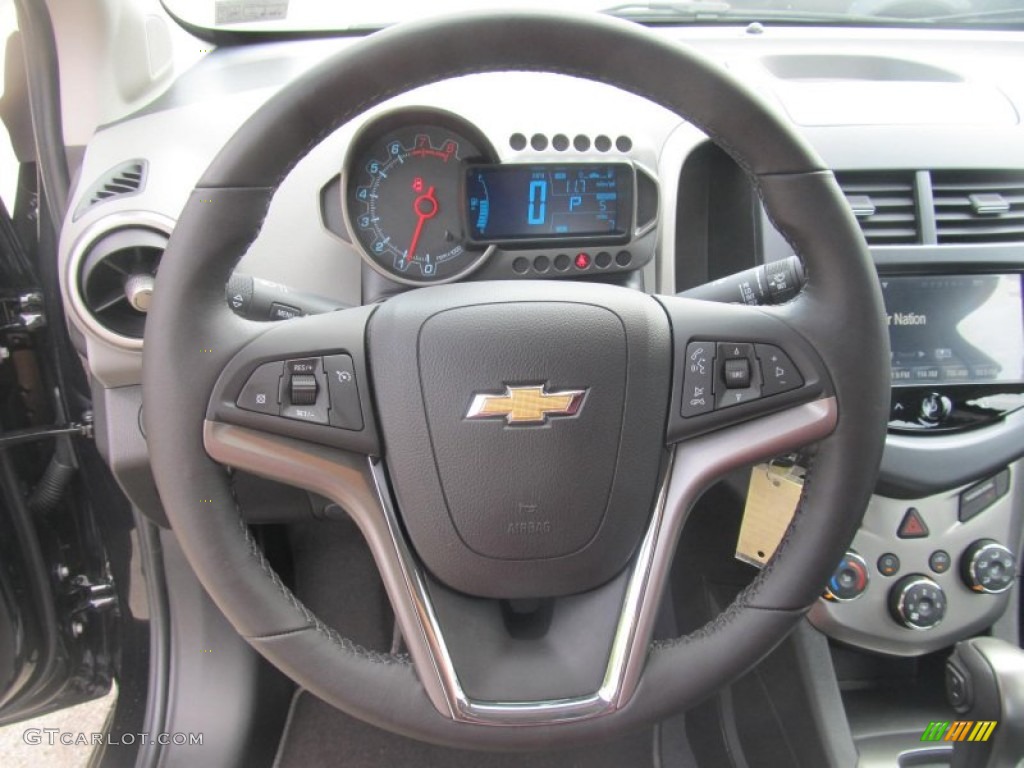 2013 Chevrolet Sonic LTZ Sedan Jet Black/Dark Titanium Steering Wheel Photo #71139027