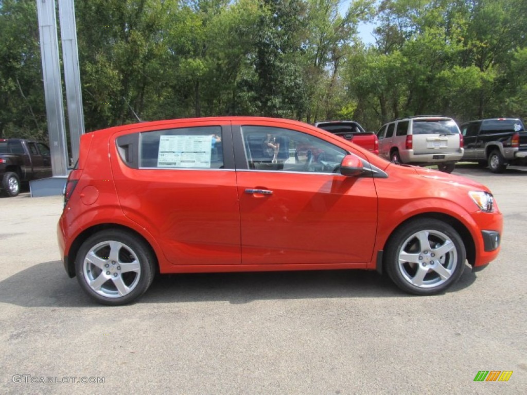 Inferno Orange Metallic 2013 Chevrolet Sonic LTZ Hatch Exterior Photo #71139693