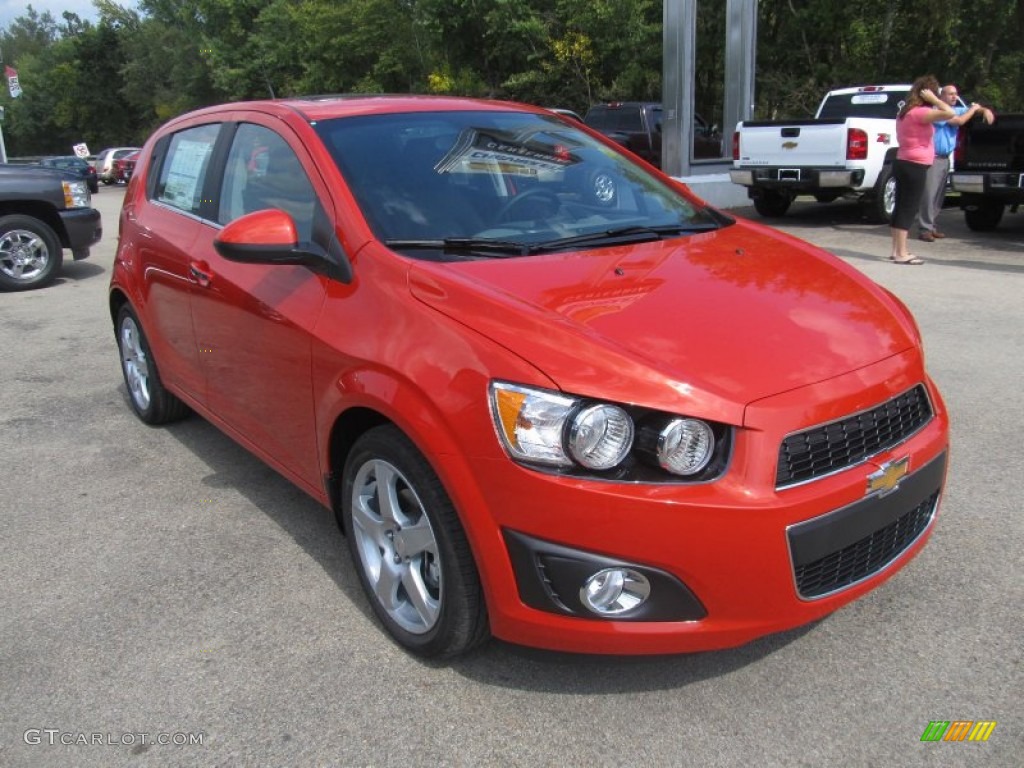 Inferno Orange Metallic 2013 Chevrolet Sonic LTZ Hatch Exterior Photo #71139702