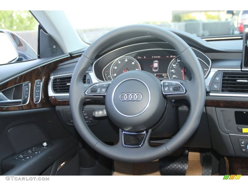 2013 Audi A7 3.0T quattro Prestige Black Steering Wheel Photo #71143778