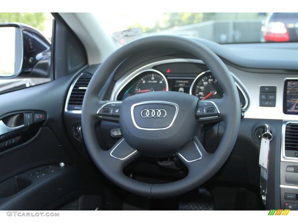 2013 Audi Q7 3.0 TDI quattro Black Steering Wheel Photo #71144769