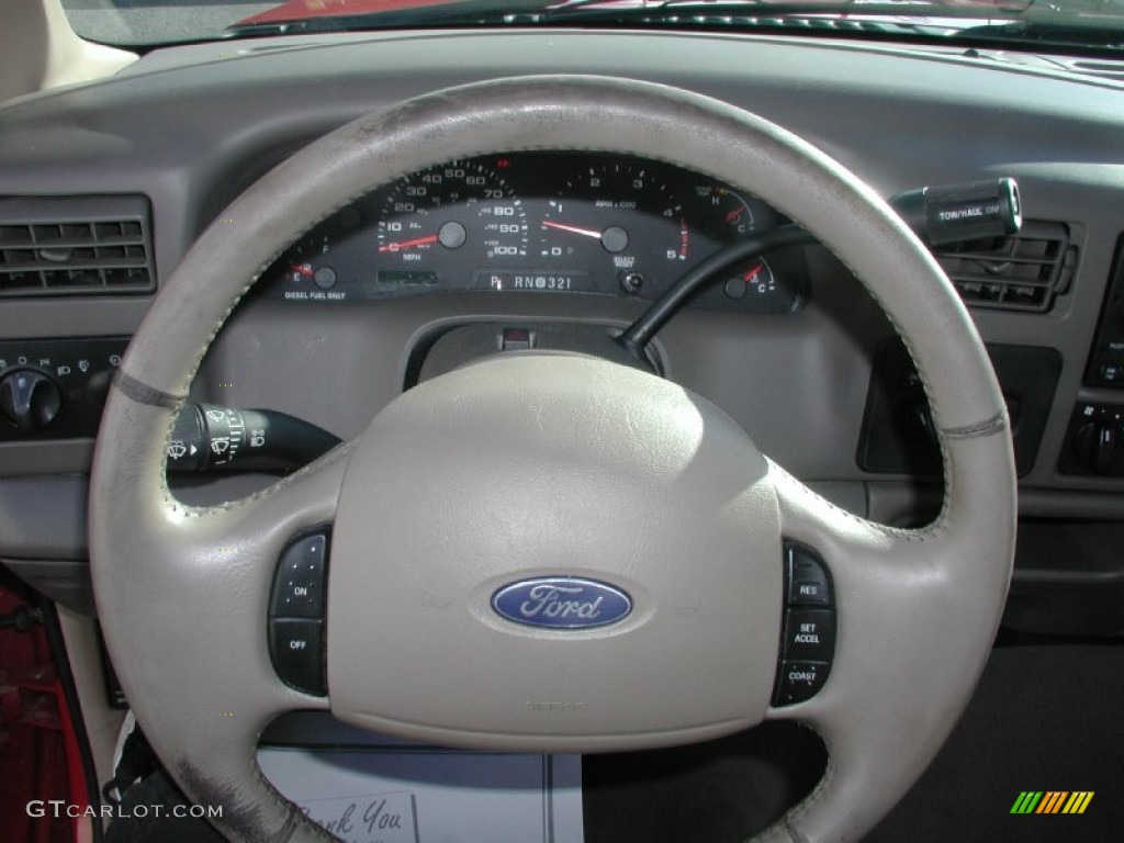 2003 Ford F350 Super Duty Lariat SuperCab 4x4 Medium Parchment Steering Wheel Photo #71150617