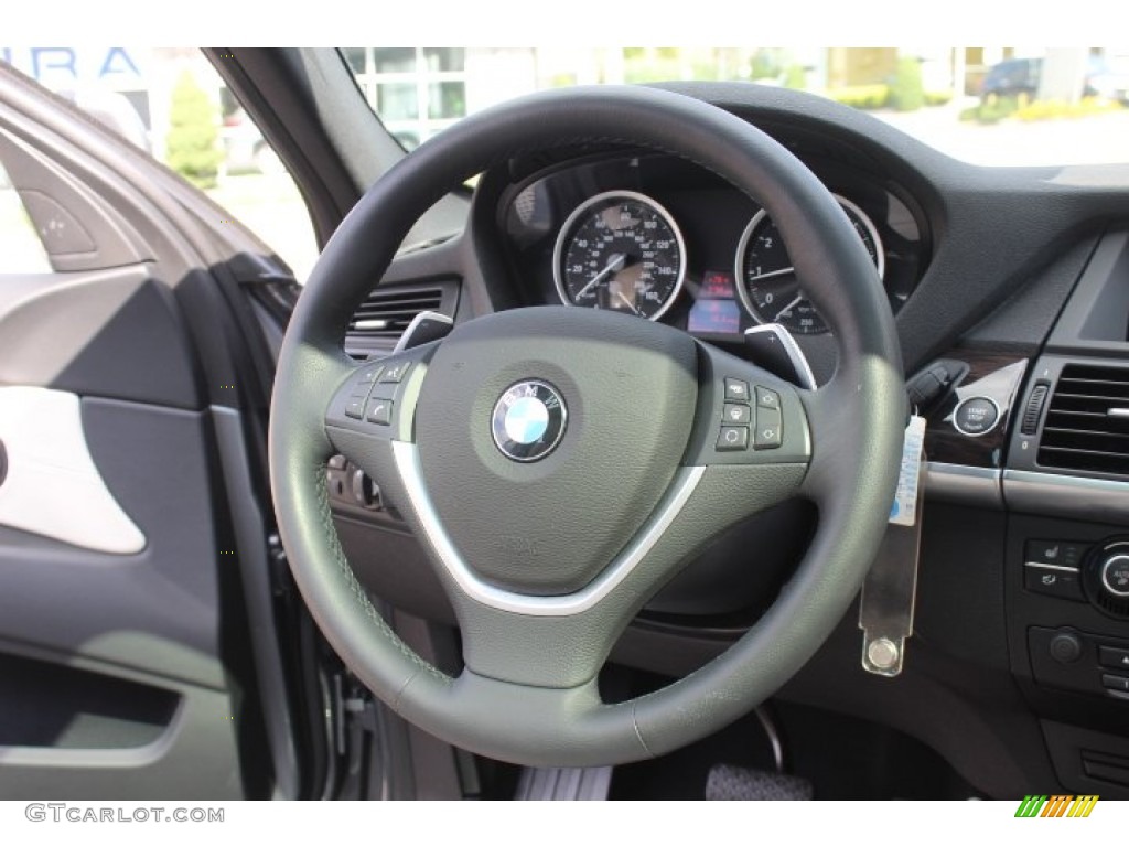 2013 BMW X6 xDrive50i Ivory White/Black Steering Wheel Photo #71152733