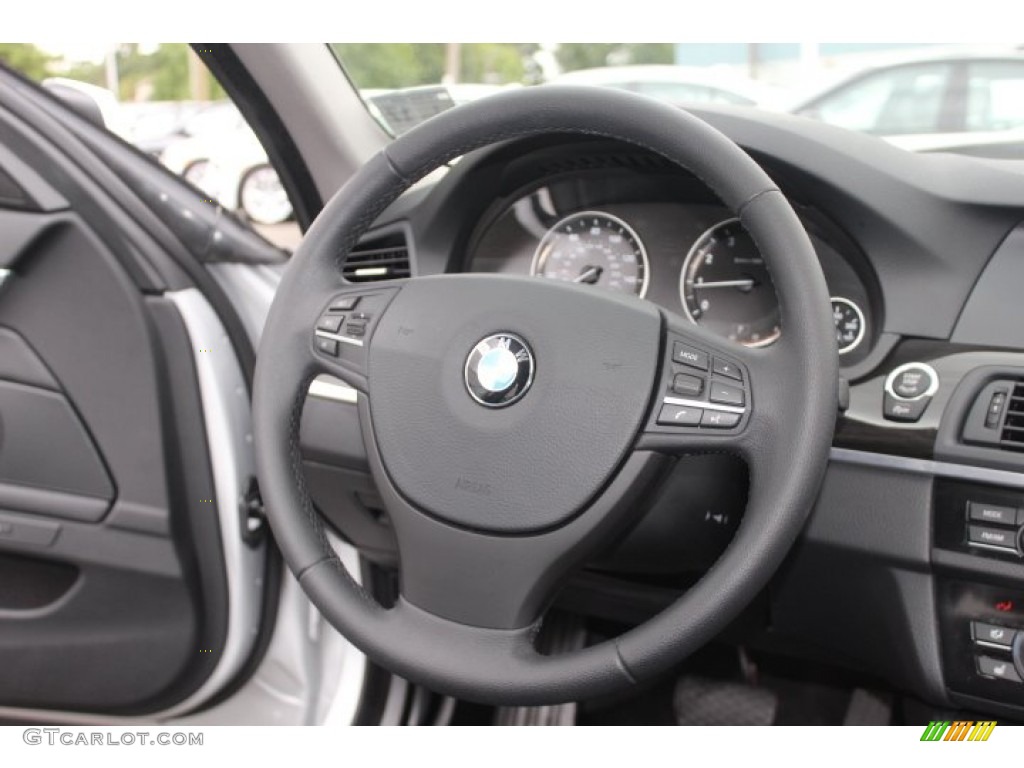 2012 BMW 5 Series 528i xDrive Sedan Black Steering Wheel Photo #71154483