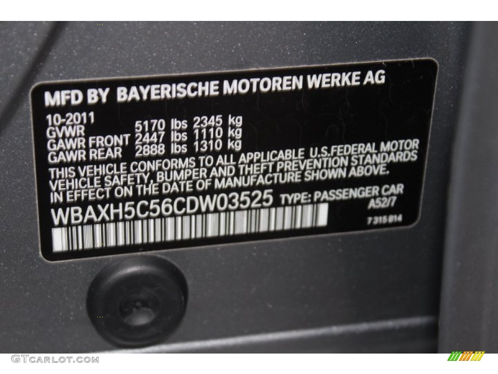 2012 5 Series Color Code A52 for Space Gray Metallic Photo #71154924