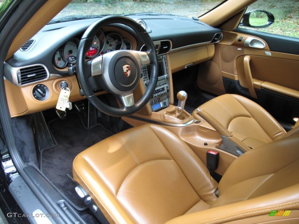 Natural Leather Brown Interior 2007 Porsche 911 Turbo Coupe Photo #71155338