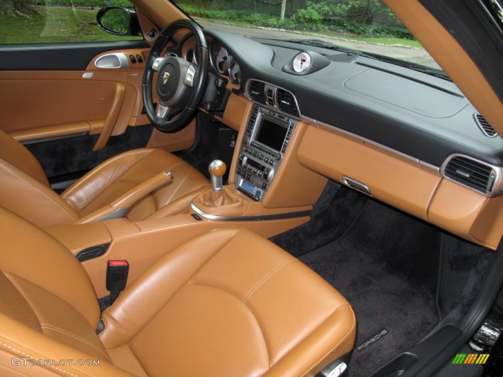Natural Leather Brown Interior 2007 Porsche 911 Turbo Coupe Photo #71155356