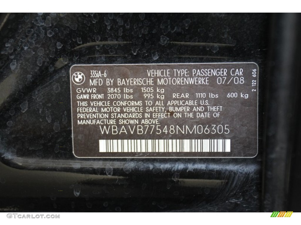 2008 3 Series 335i Sedan - Jet Black / Black photo #10