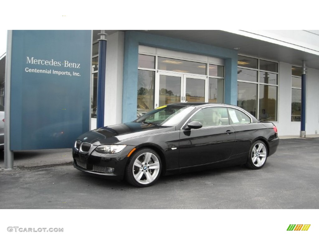 2009 3 Series 335i Convertible - Jet Black / Cream Beige Dakota Leather photo #1
