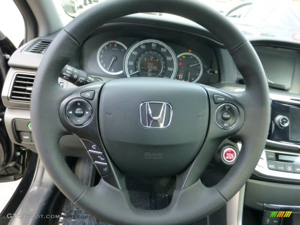 2013 Honda Accord EX-L Sedan Black Steering Wheel Photo #71178378