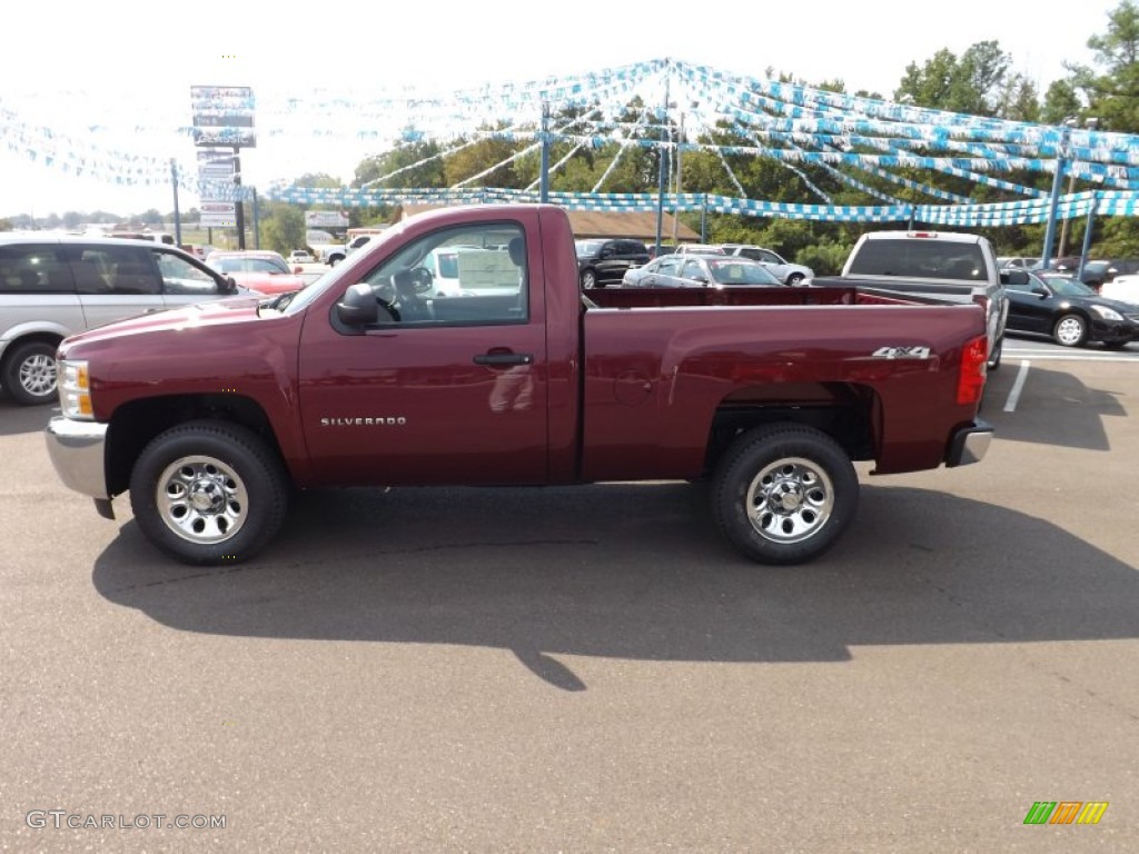 2013 Silverado 1500 Work Truck Regular Cab 4x4 - Deep Ruby Metallic / Dark Titanium photo #2