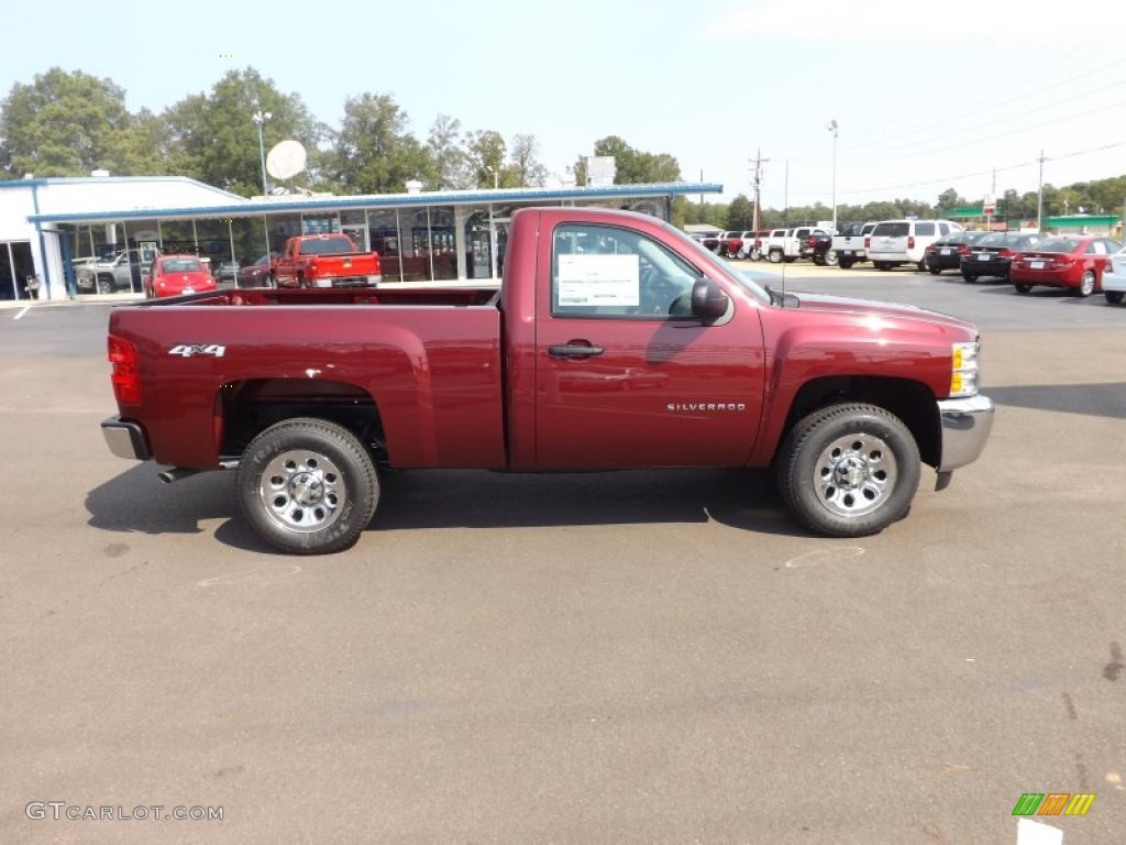 2013 Silverado 1500 Work Truck Regular Cab 4x4 - Deep Ruby Metallic / Dark Titanium photo #6