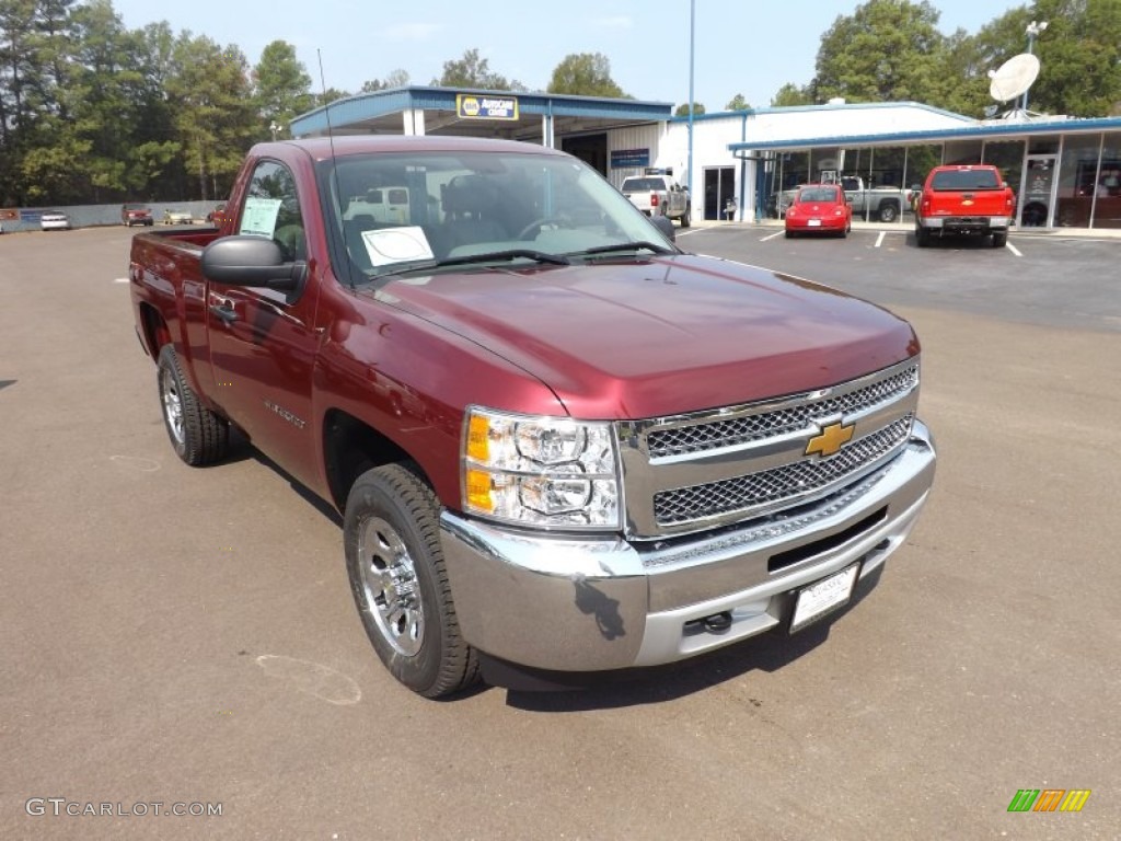 Deep Ruby Metallic 2013 Chevrolet Silverado 1500 Work Truck Regular Cab 4x4 Exterior Photo #71189850