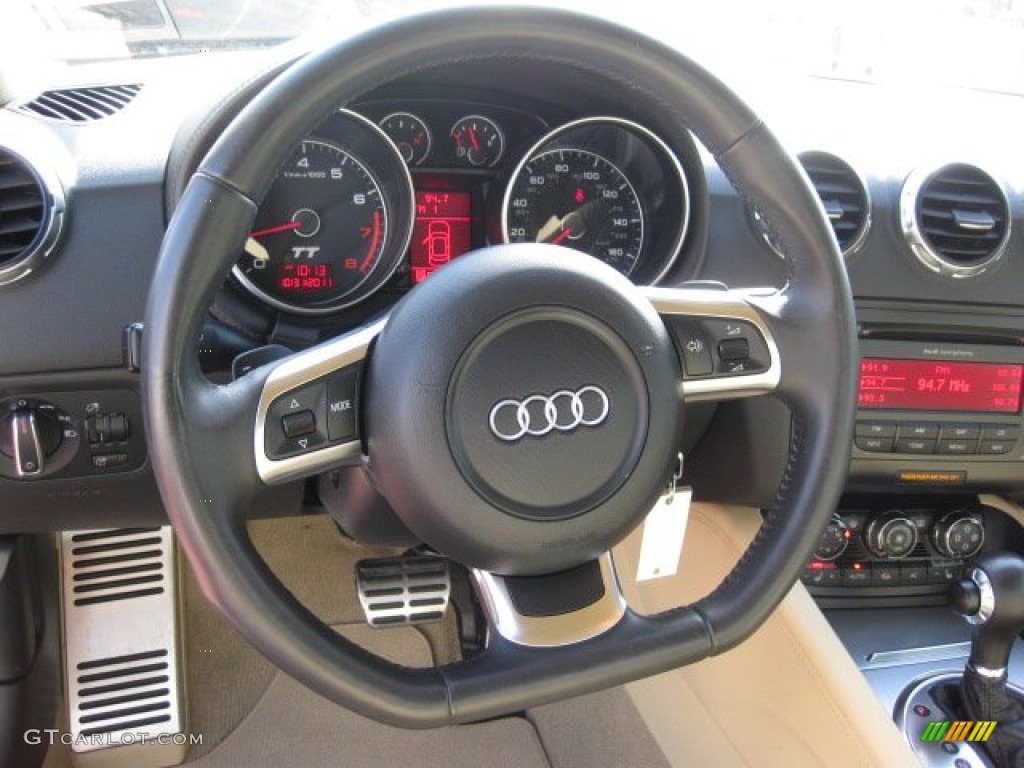2008 Audi TT 2.0T Coupe Luxor Beige Steering Wheel Photo #71194979