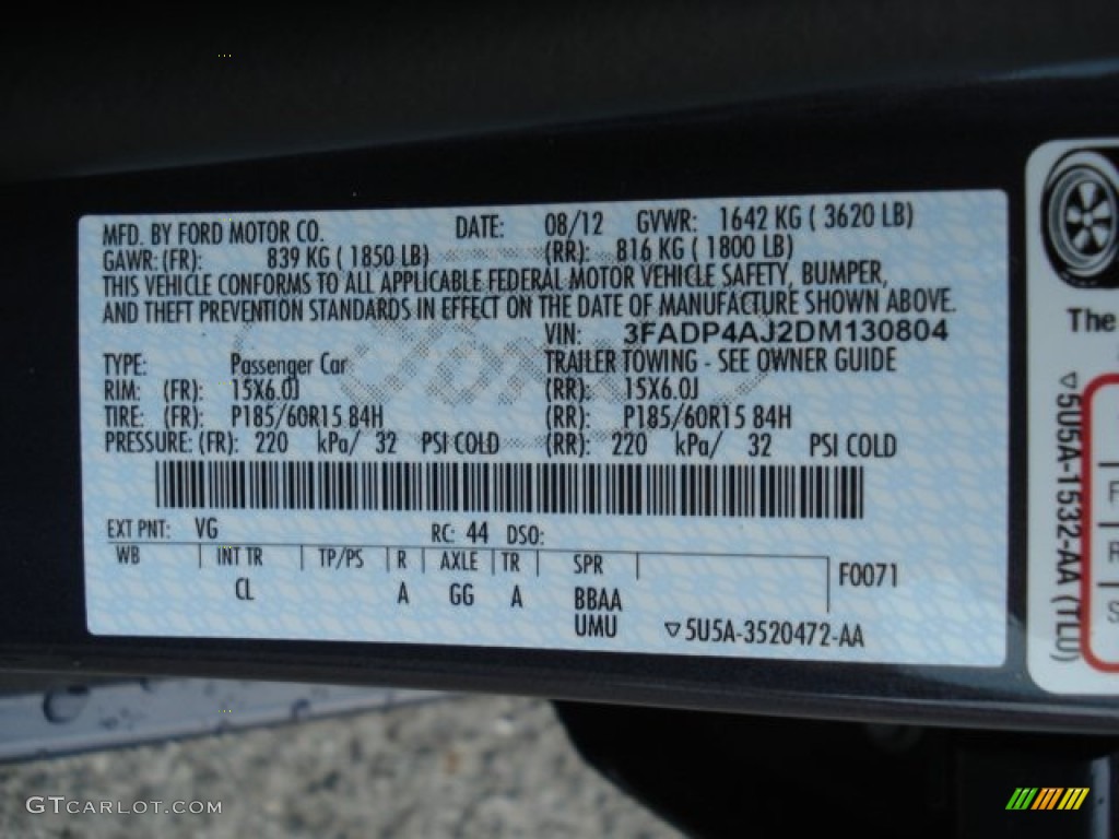 2013 Fiesta Color Code VG for Violet Gray Photo #71204215