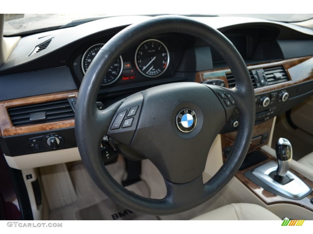 2009 5 Series 528xi Sedan - Barbera Red Metallic / Cream Beige photo #14