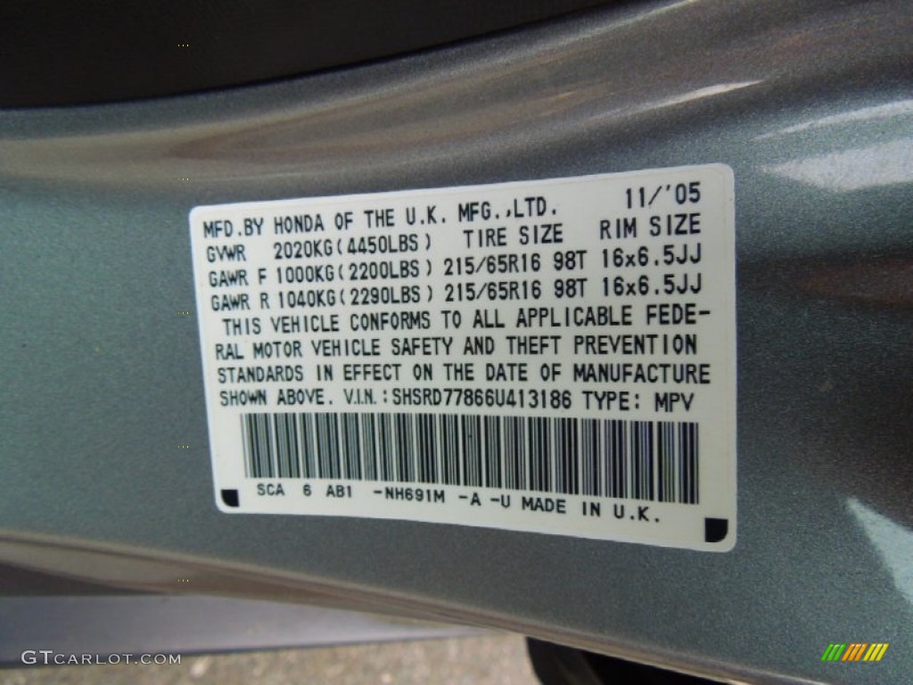 2006 CR-V Color Code NH691M for Silver Moss Metallic Photo #71225967