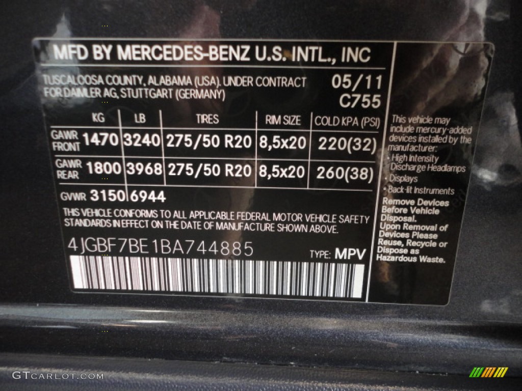 2011 GL Color Code 755 for Steel Grey Metallic Photo #71226630
