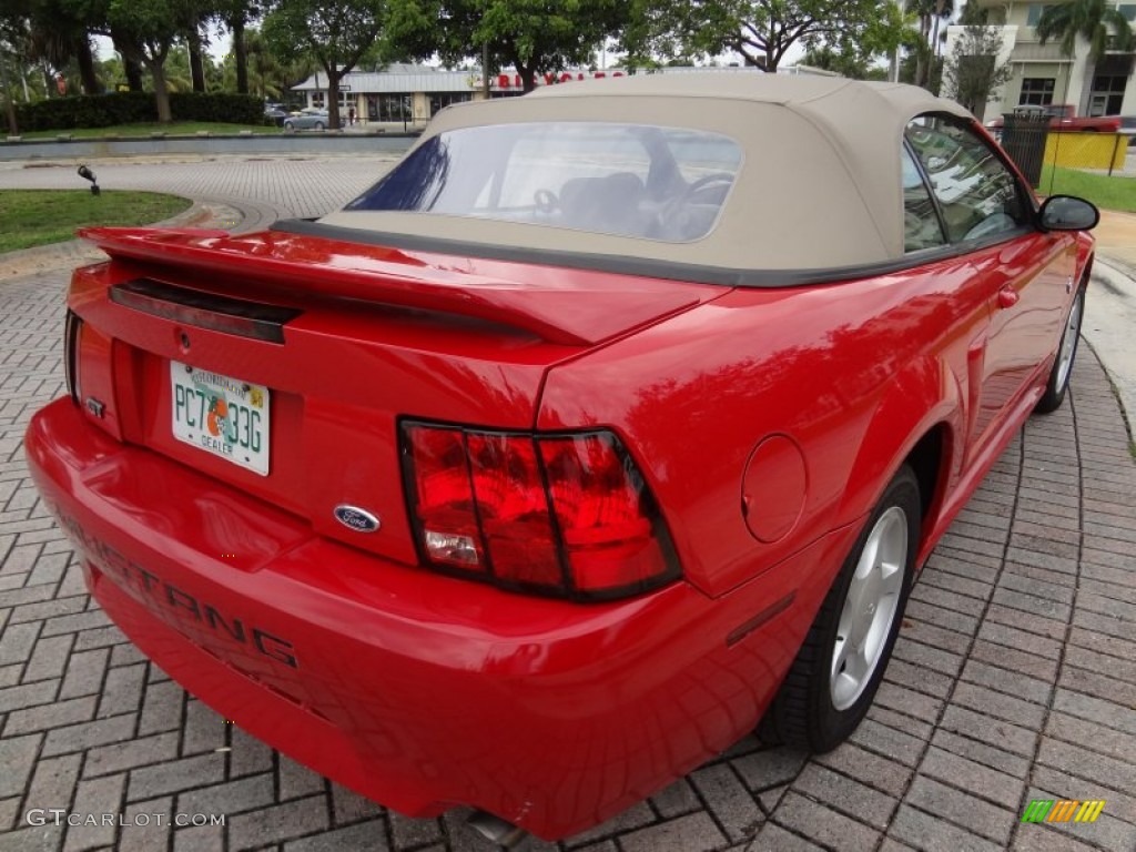 1999 Mustang GT Convertible - Rio Red / Medium Parchment photo #8