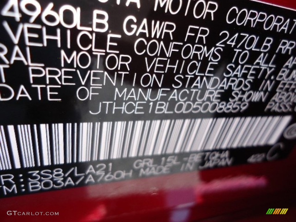 2013 GS Color Code 3S8 for Riviera Red Photo #71231188