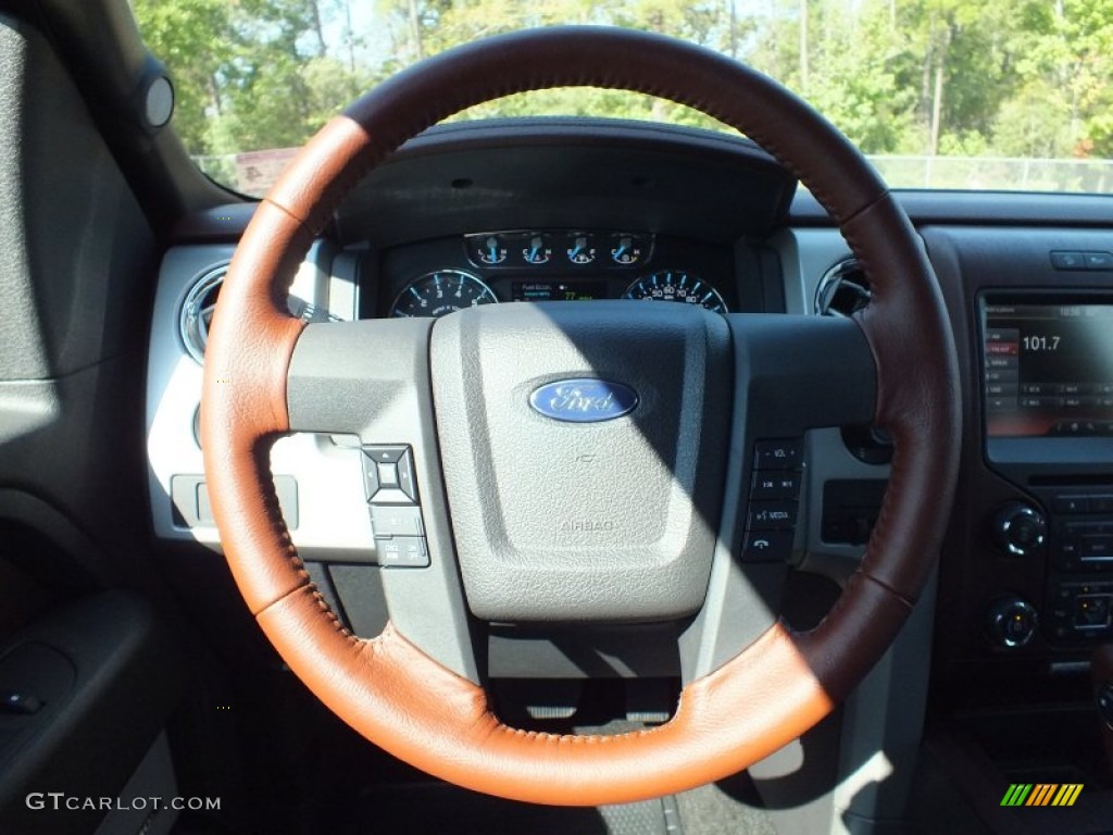 2013 Ford F150 King Ranch SuperCrew 4x4 King Ranch Chaparral Leather Steering Wheel Photo #71233233