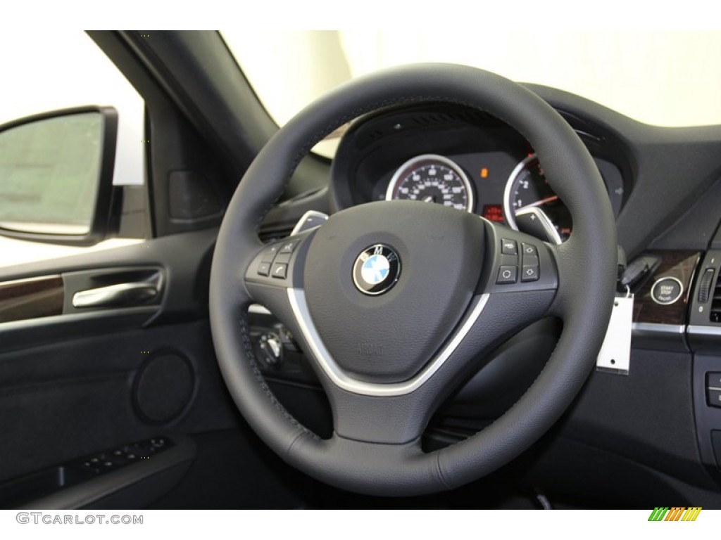 2013 BMW X6 xDrive35i Black Steering Wheel Photo #71242315