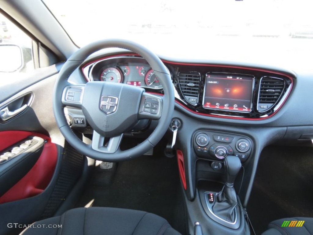 2013 Dodge Dart Rallye Black/Ruby Red Dashboard Photo #71242570